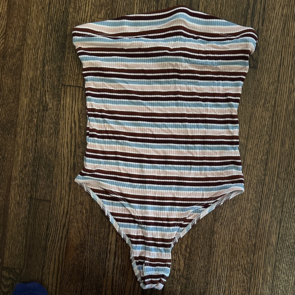 Wild Fable Striped Brown and White Bodysuit